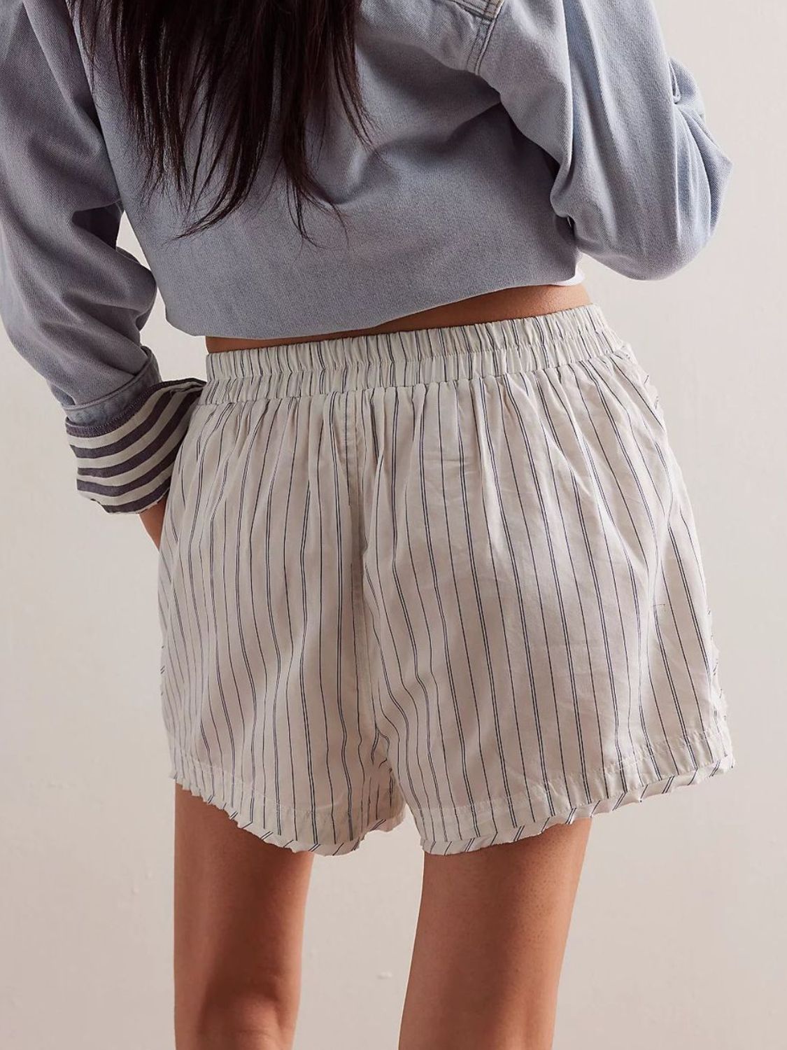 Striped Elastic Waist Shorts