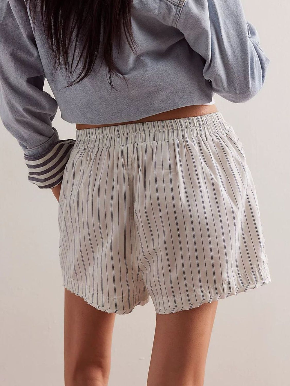 Striped Elastic Waist Shorts