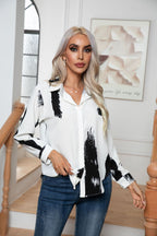 Button Down Printed Long Sleeve Shirt