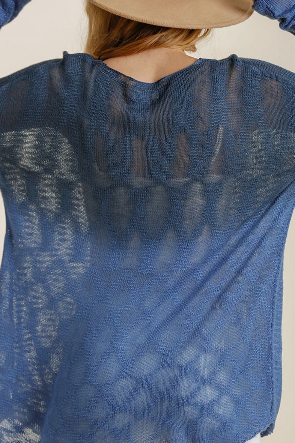 Umgee Full Size Dip Dye Loose Knit Side Slit Knit Top Plus Size