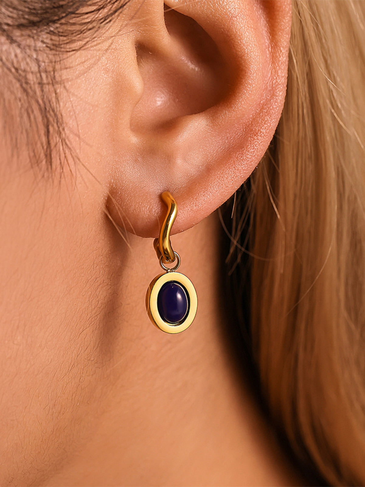 Stainless Steel Oval Drop Earrings - felvior