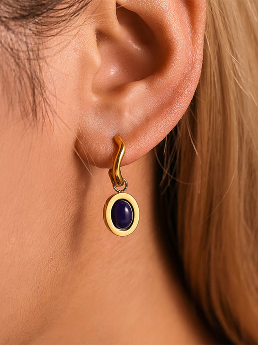 Stainless Steel Oval Drop Earrings - felvior
