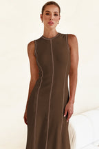Contrast Stitching Maxi Tank Dress