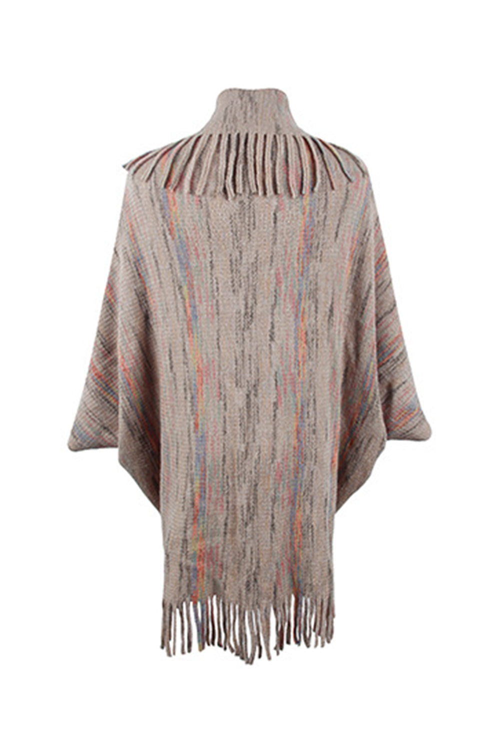 Fringe Detail Printed Poncho - felvior
