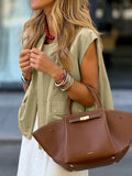 Ruched Hem Zip Up Vest - felvior