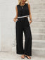 Round Neck Sleeveless Top and Pants Set