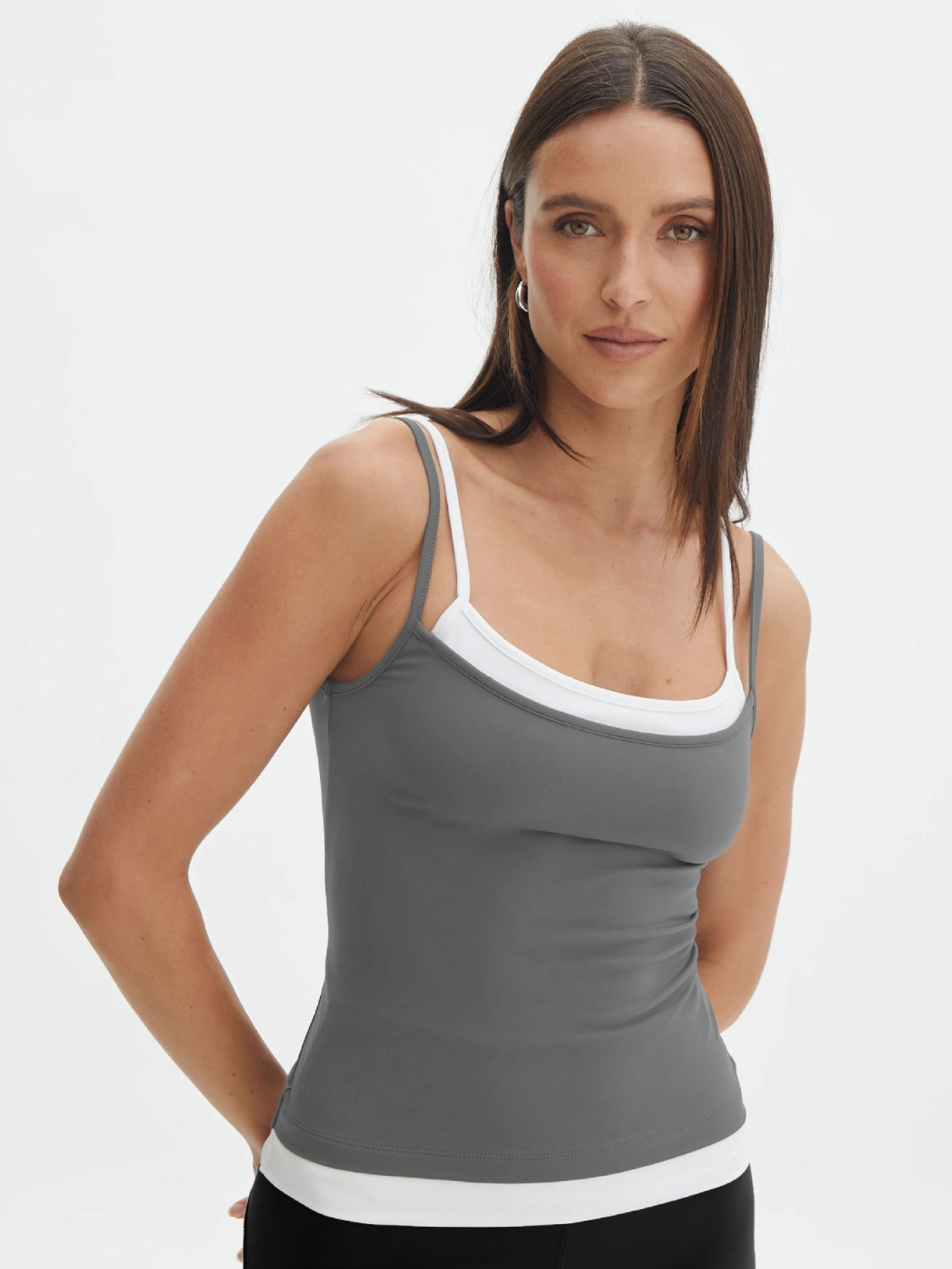 Faux Layered Square Neck Cropped Cami - felvior