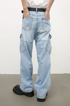 Men's Mid Rise Jeans with Cargo Pockets