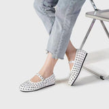 PU Leather Studded Flat Loafers - felvior