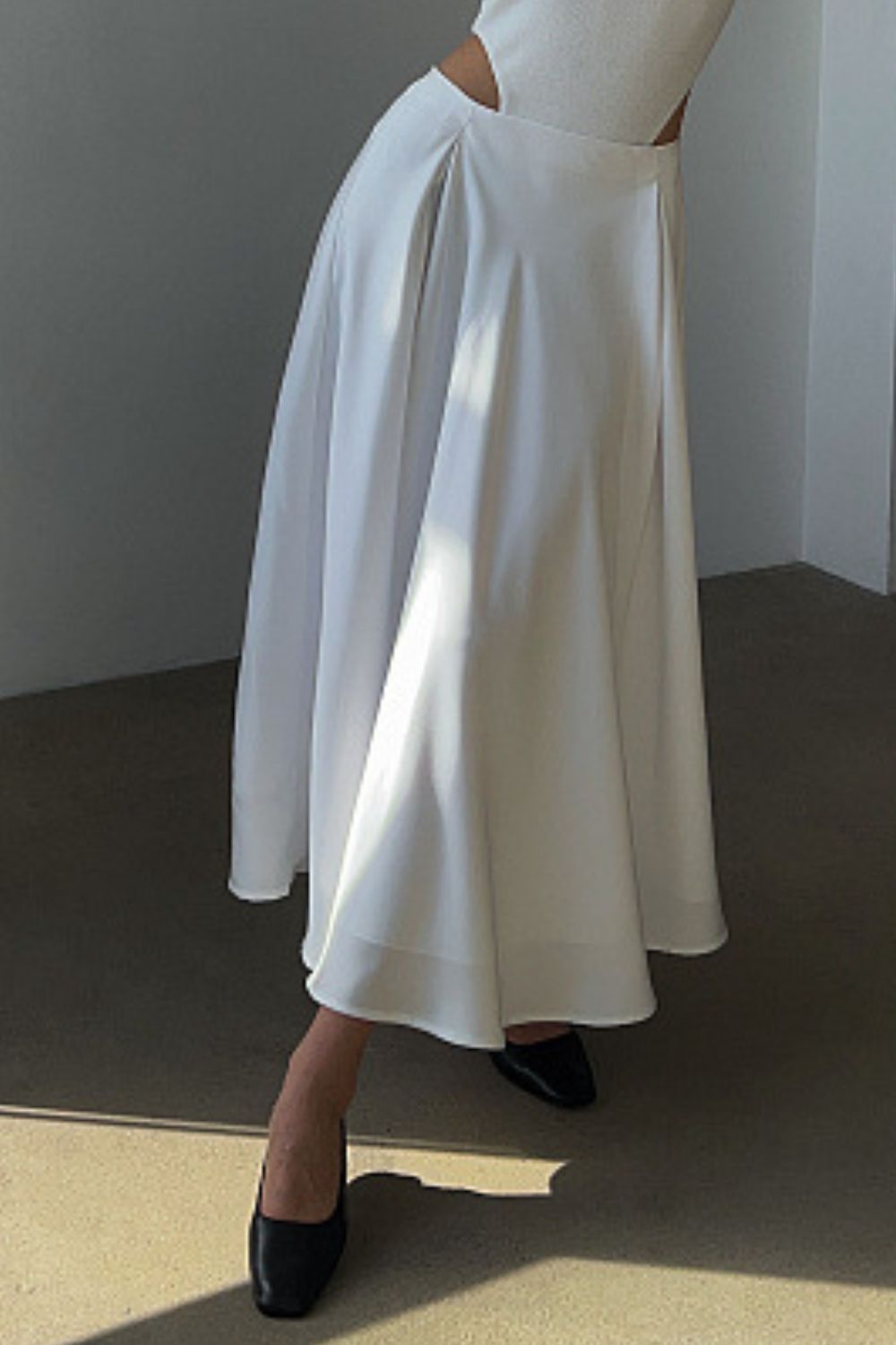 Back Elastic Waist Satin Minx Skirt