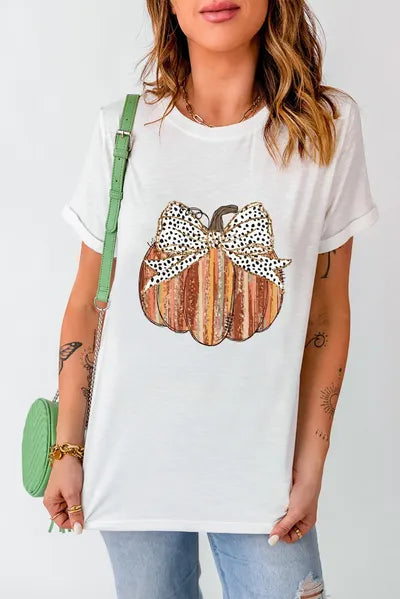 Full Size Pumpkin Round Neck Short Sleeve T-Shirt - felvior