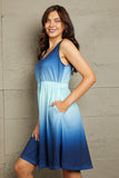 Double Take Scoop Neck Buttoned Sleeveless Magic Dress with Pockets - felvior
