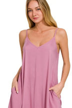 Zenana Woven Arc Hem Cami Dress With Flowy Pockets