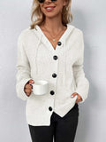 Button-Down Long Sleeve Hooded Sweater - felvior