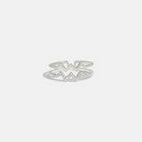 Wave Shape Inlaid Zircon Open Ring - felvior