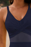 Drawstring Ruched V-Neck One-Piece Swimwear - felvior