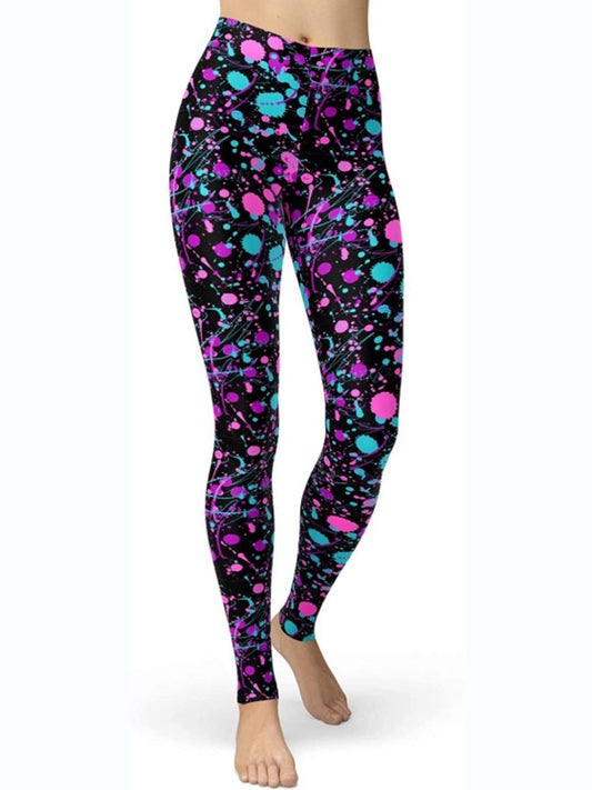 Abstract Print High Waist Active Leggings - felvior