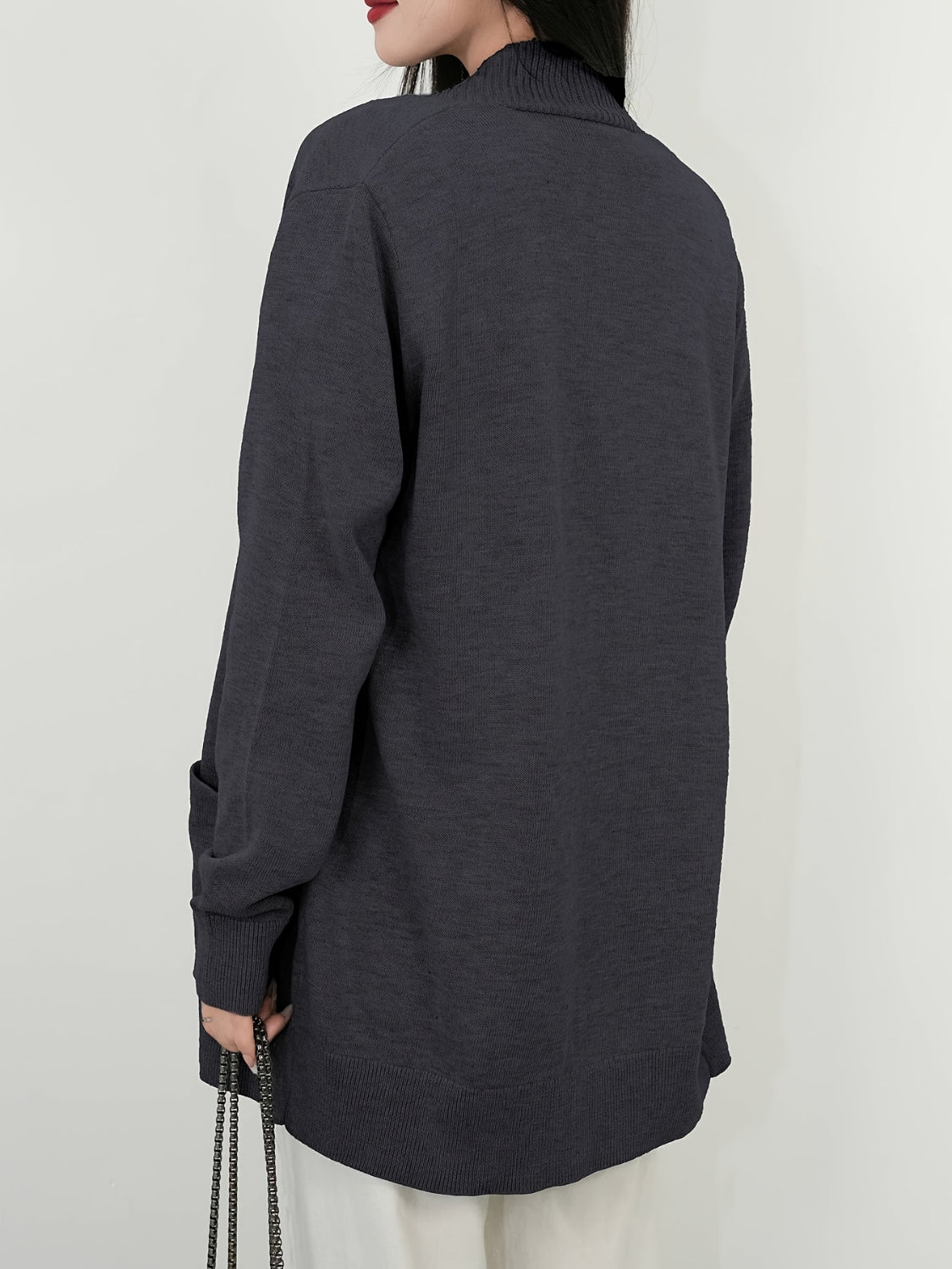 Open Front Long Sleeve Sweater Cardigan - felvior