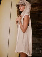 Half Zipped Hooded Sleeveless Romper