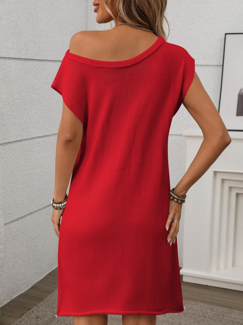 One Shoulder Mini Sweater Dress