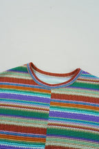 Multicolour Striped Twist Hem Cap Sleeve Top