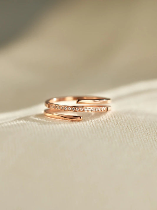 925 Sterling Silver Inlaid Zircon Ring - felvior