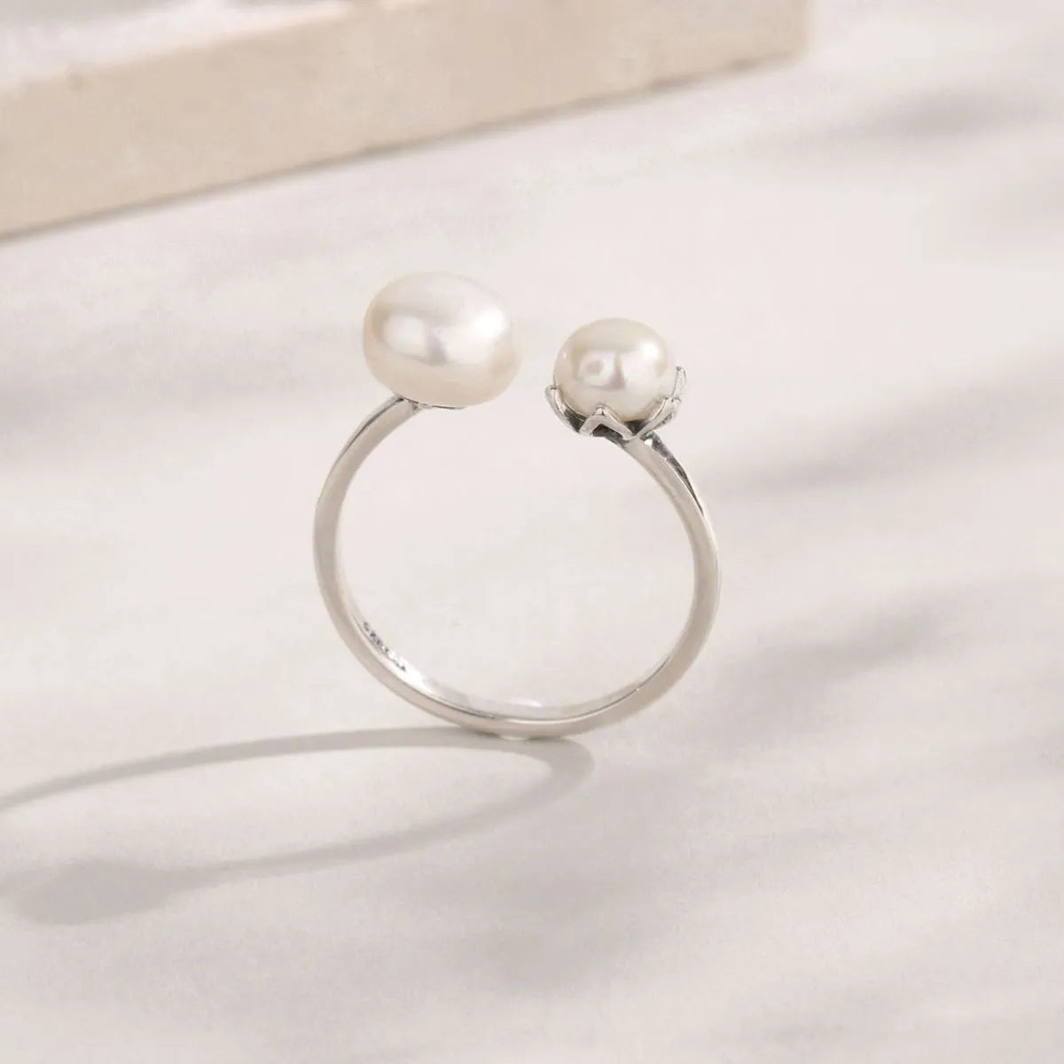 Pearl 925 Sterling Silver Open Ring