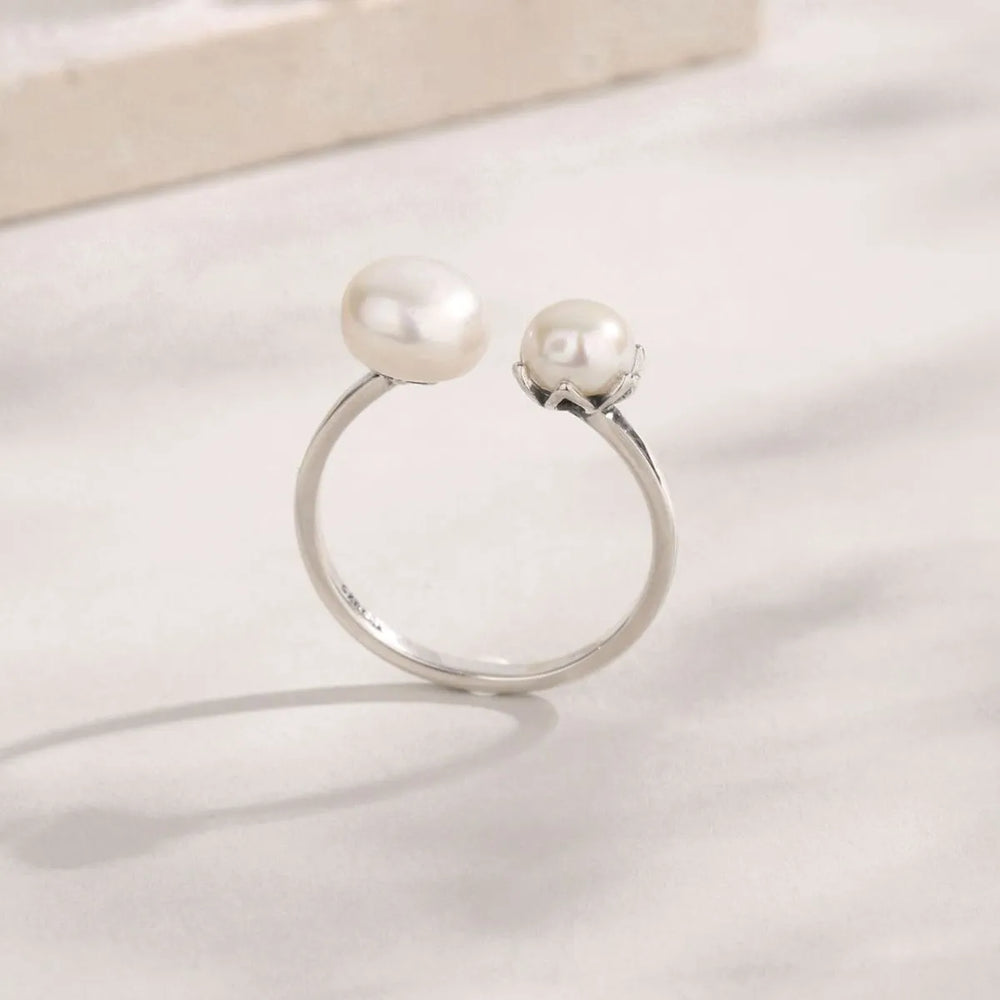 Pearl 925 Sterling Silver Open Ring
