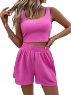 Full Size Wide Strap Tank and Shorts Set Plus Size