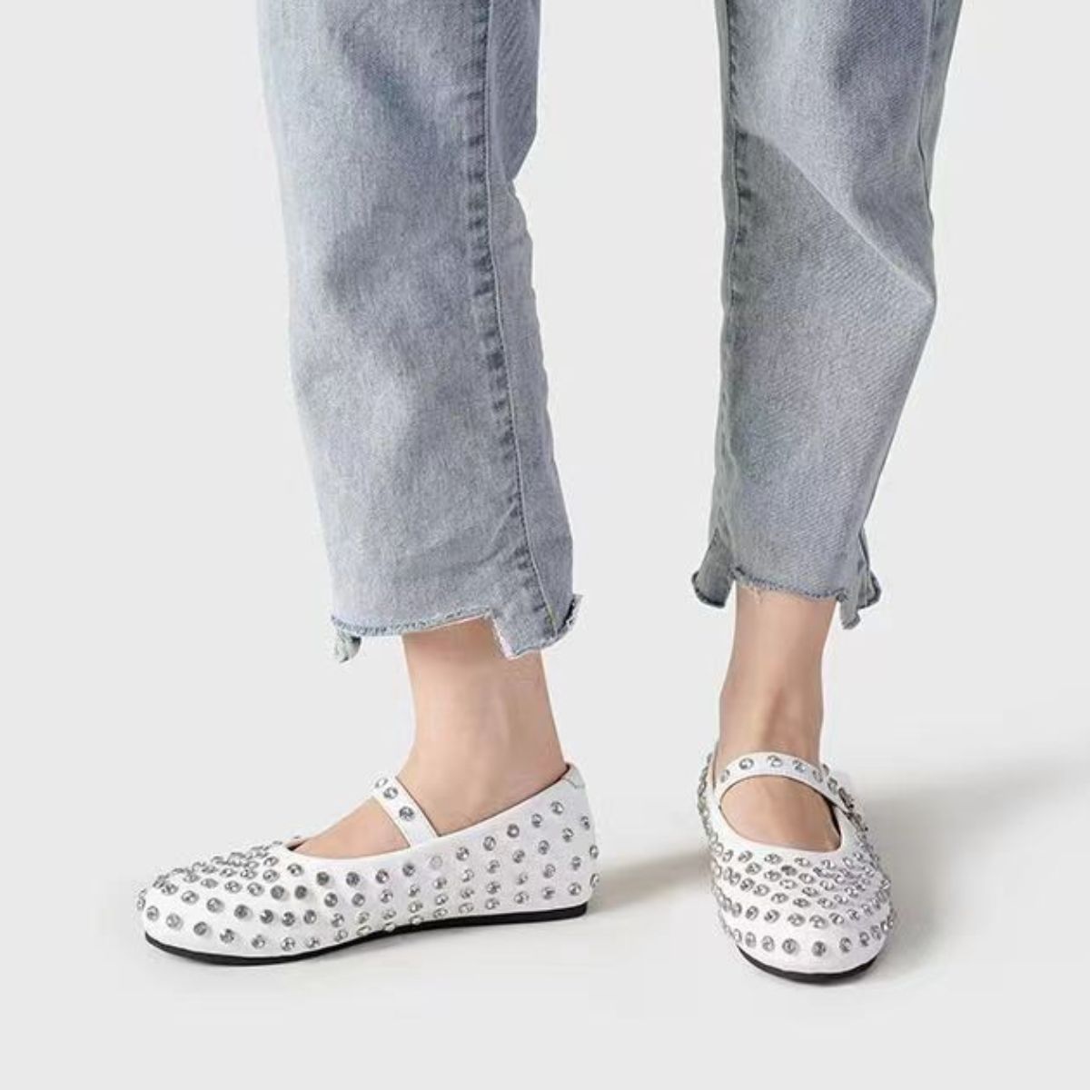 PU Leather Studded Flat Loafers - felvior