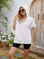 Half Zip Short Sleeve Hooded Top
