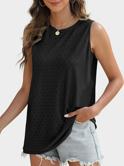 Florira Eyelet Round Neck Tank - felvior