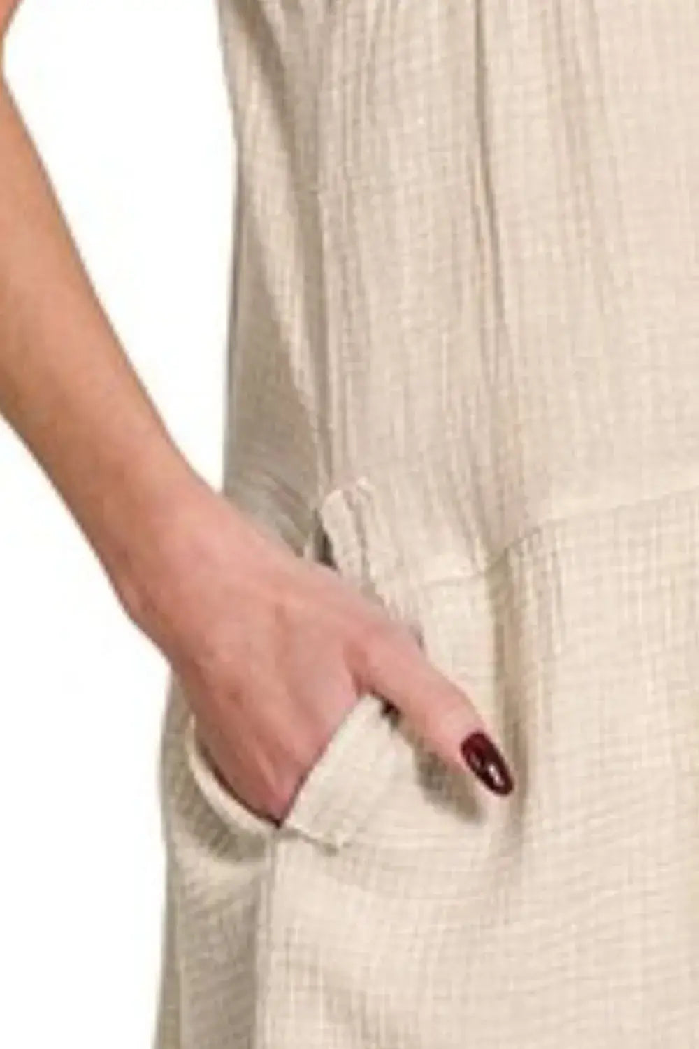 Zenana Washed Double Gauze Raw Edge V-neck Dress