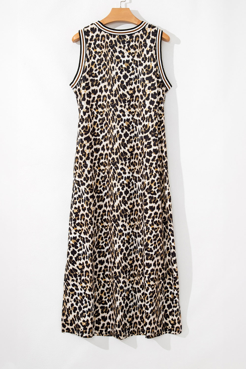 Side Slit Leopard Sleeveless Maxi Dress