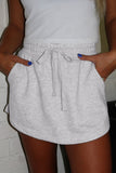 French Terry Drawstring Mini Skort with Pockets - felvior