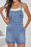 Square Neck Denim Overalls with Pockets - felvior
