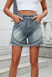 Raw Hem Studded Denim Shorts - felvior