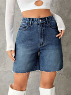Frayed Hem Denim Shorts