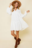 Ces Femme Johnny Collar Balloon Sleeve Mini Dress - felvior