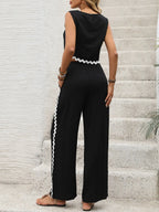 Round Neck Sleeveless Top and Pants Set