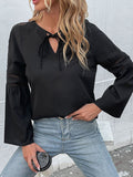 Perfee Tie Neck Long Sleeve Blouse - felvior