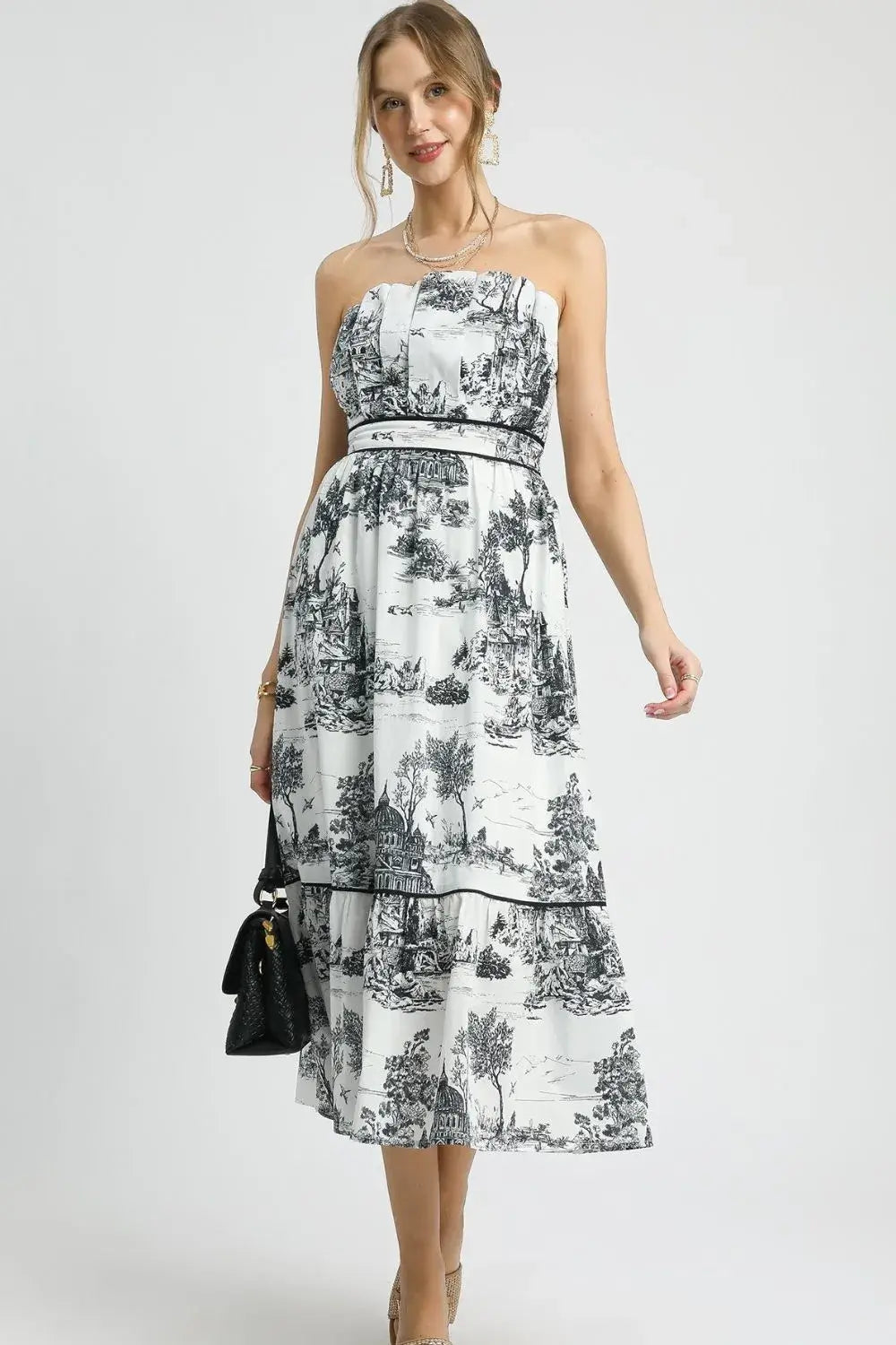 Umgee Printed Tiered Tube Midi Dress Hauptbild