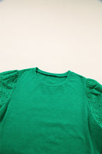 Eyelet Embroidered Patchwork Top