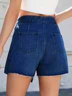 Frayed Hem Asymmetrical Denim Skort