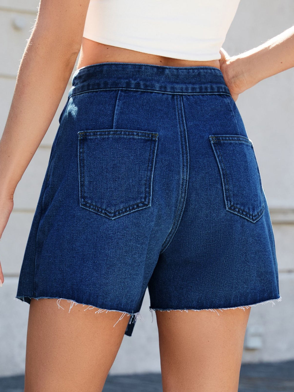 Frayed Hem Asymmetrical Denim Skort