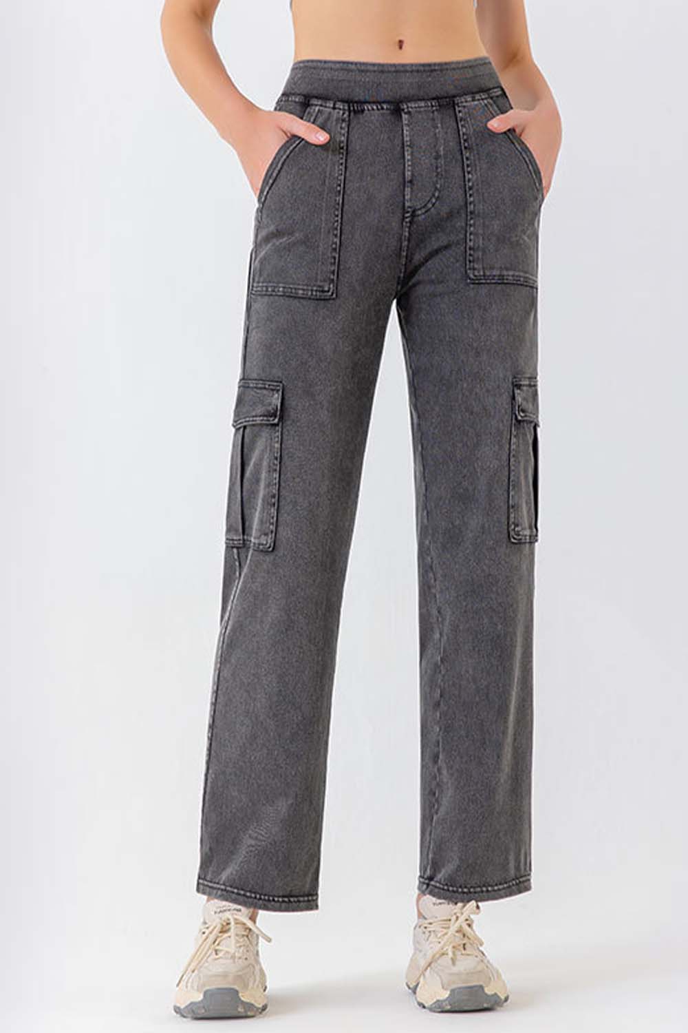 Buttoned Pocketed Long Jeans - felvior