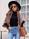Open Front Fringe Hem Poncho - felvior