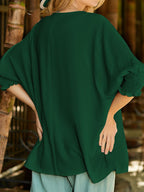 Round Neck Three-Quarter Sleeve Blouse