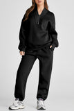 Quarter Zip Long Sleeve Top and Pants Set - felvior