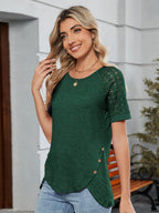 Round Neck Lace Short Sleeve T-Shirt